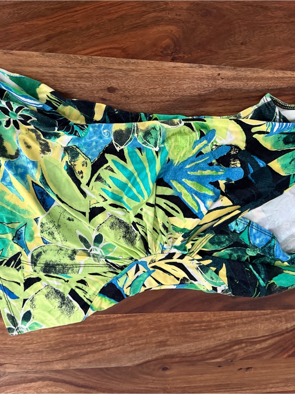 Cache Tropical Leaf One-Piece Bodysuit in Green, Blue, Yellow